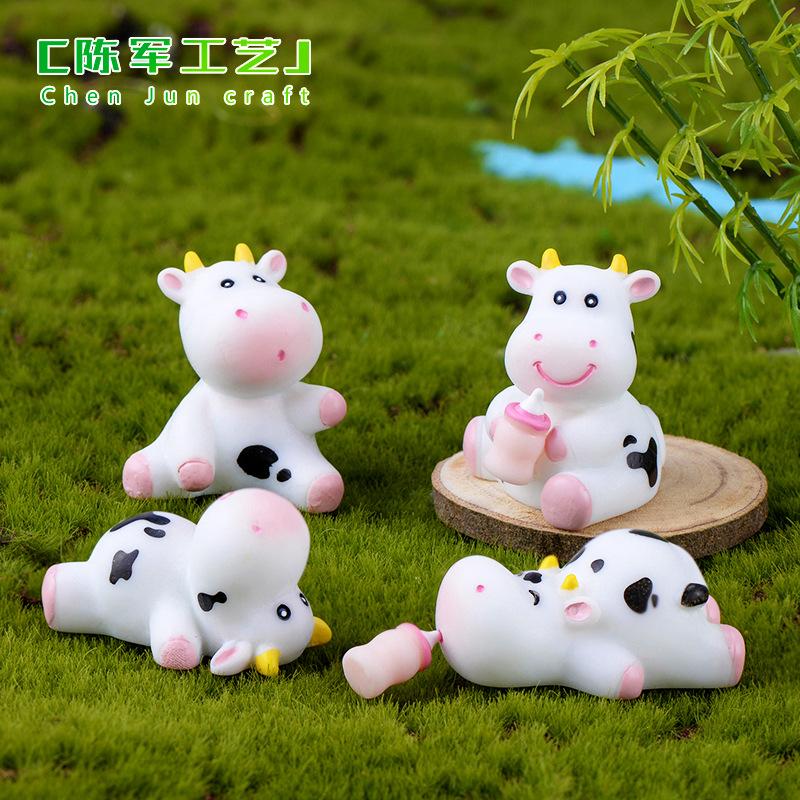 Phụ Kiện Tiểu Cảnh Tiểu cảnh bò sữa dễ thương, trang trí chậu cây cảnh mini (ZC-335)