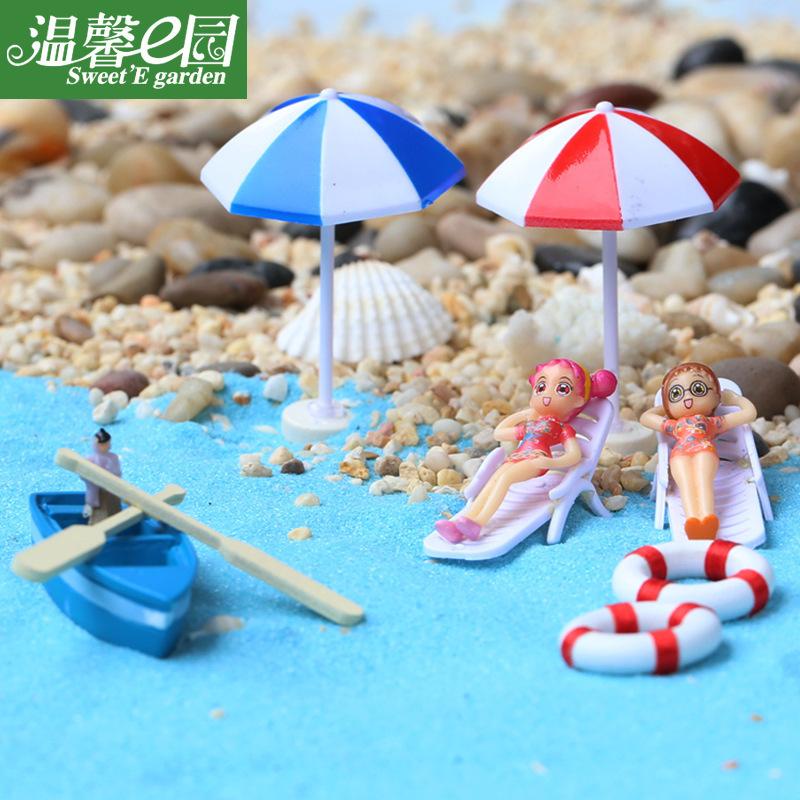 Phụ Kiện Tiểu Cảnh Tiểu cảnh thuyền và ghế bãi biển, trang trí cát biển (ZC-47)