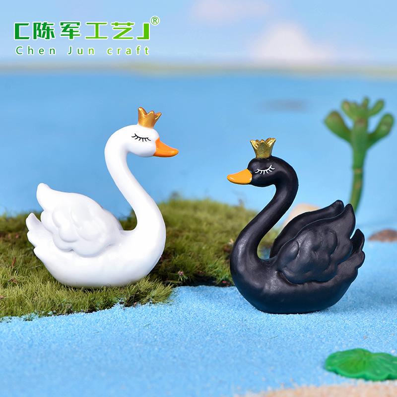 Phụ Kiện Tiểu Cảnh Thiên nga đen resin tiểu cảnh trang trí chậu cây DIY (ZC-640)