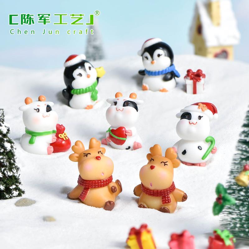 Phụ Kiện Tiểu Cảnh Tiểu cảnh tuần lộc và chim cánh cụt Noel mini trang trí (ZC-1243)