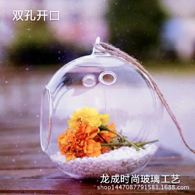 Phụ Kiện Terrarium Cầu thủy tinh hai lỗ trồng cây mini, trang trí vườn treo (TBS-81)