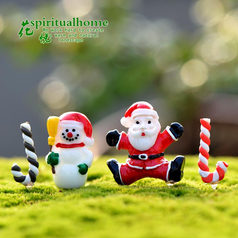 Phụ Kiện Tiểu Cảnh Tiểu cảnh ông già Noel và gậy trang trí chậu cây Noel (ZC-1075)