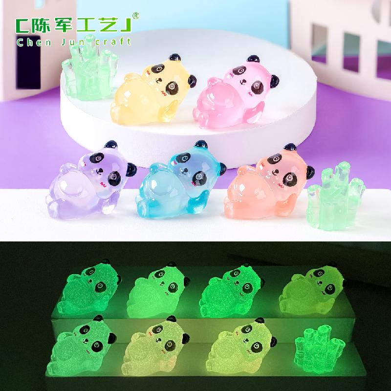 Phụ Kiện Tiểu Cảnh Gấu trúc phát sáng resin mini trang trí xe và bàn DIY (ZC-916)
