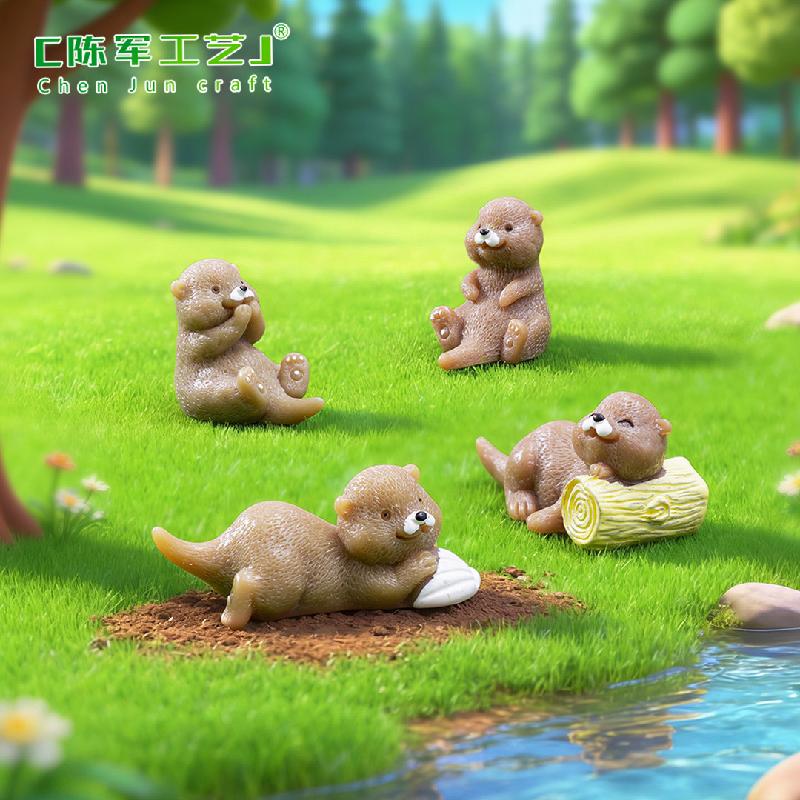 Phụ Kiện Tiểu Cảnh Tiểu cảnh rái cá nhỏ, móc khóa và trang trí cây cảnh mini (ZC-366)