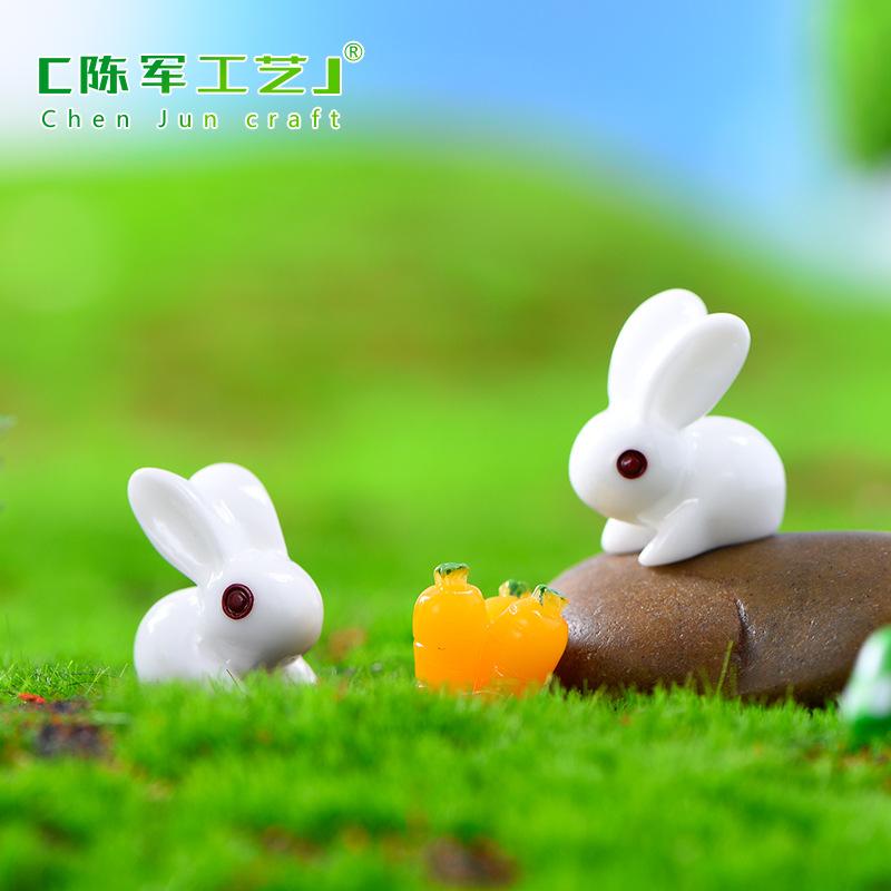 Phụ Kiện Tiểu Cảnh Tiểu cảnh thỏ đỏ trắng mini trang trí bàn DIY đáng yêu (ZC-956)