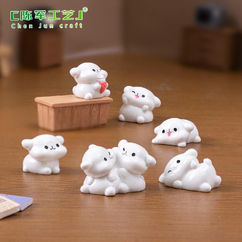 Phụ Kiện Tiểu Cảnh Chó Trắng Nằm Dễ Thương (PK-953)