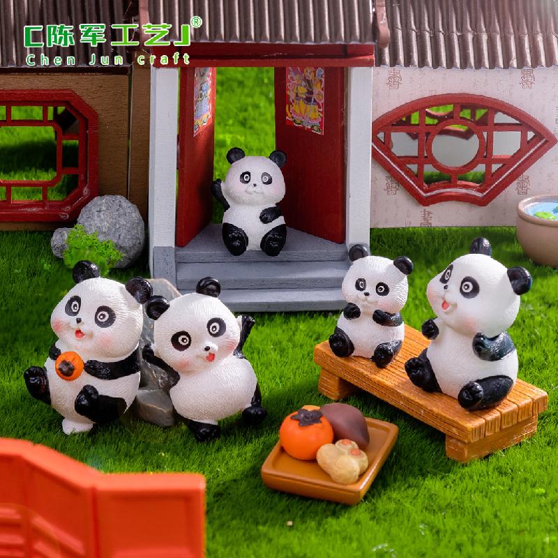 Phụ Kiện Tiểu Cảnh Tiểu cảnh gấu trúc quanh lò sưởi, trang trí mini dễ thương (ZC-365)