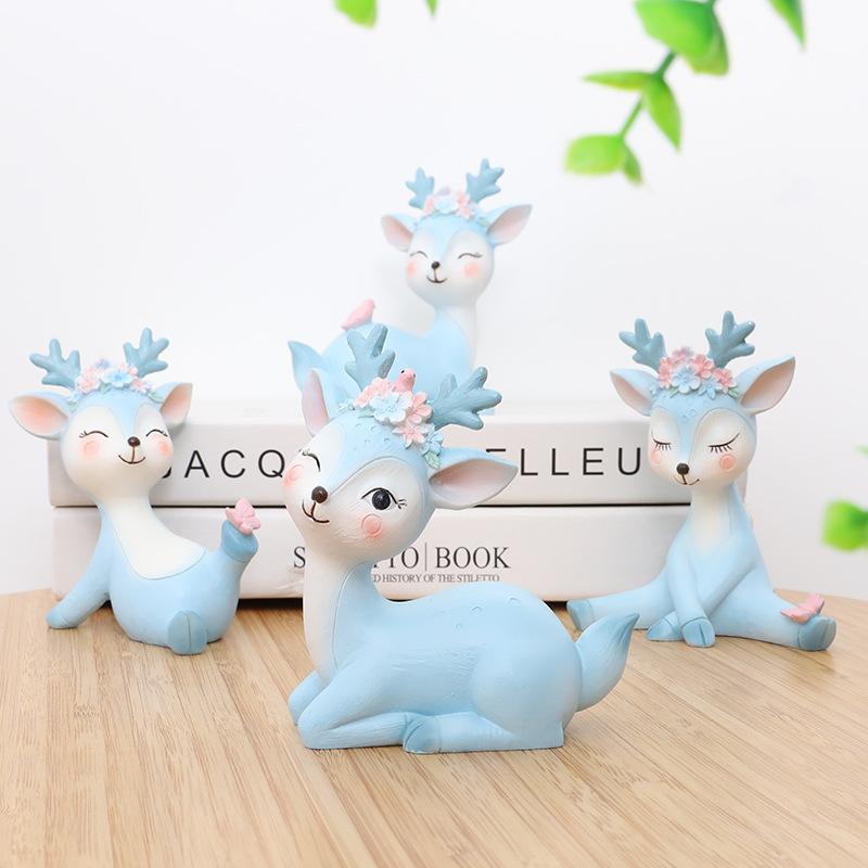 Chậu Cây Resin Tượng hươu resin phong cách Zakka, cặp hươu may mắn, đồ trang trí nhà và quà tặng (RG-261)