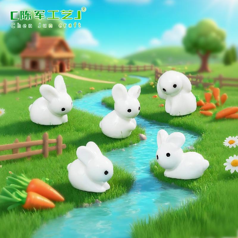 Phụ Kiện Tiểu Cảnh Thỏ Trắng Mini Tiểu Cảnh Rêu DIY (PK-802)