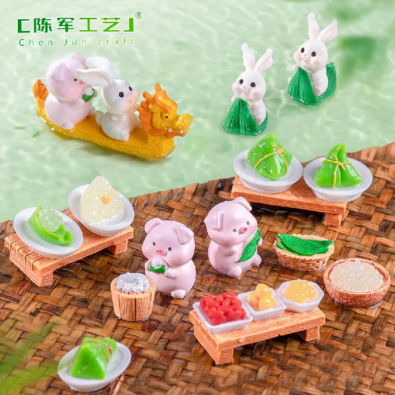 Phụ Kiện Tiểu Cảnh Bánh ú đua thuyền rồng mini (PK-1103)