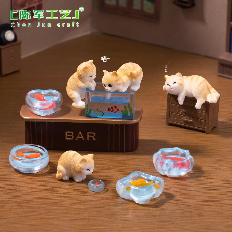Phụ Kiện Tiểu Cảnh Mèo Câu Cá Mini Trang Trí Nhà Búp Bê (PK-32)