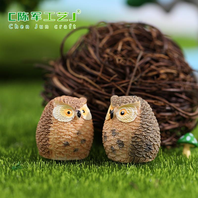 Phụ Kiện Tiểu Cảnh Tiểu cảnh cú mèo lông ngắn 4 màu trang trí chậu cây (ZC-1000)