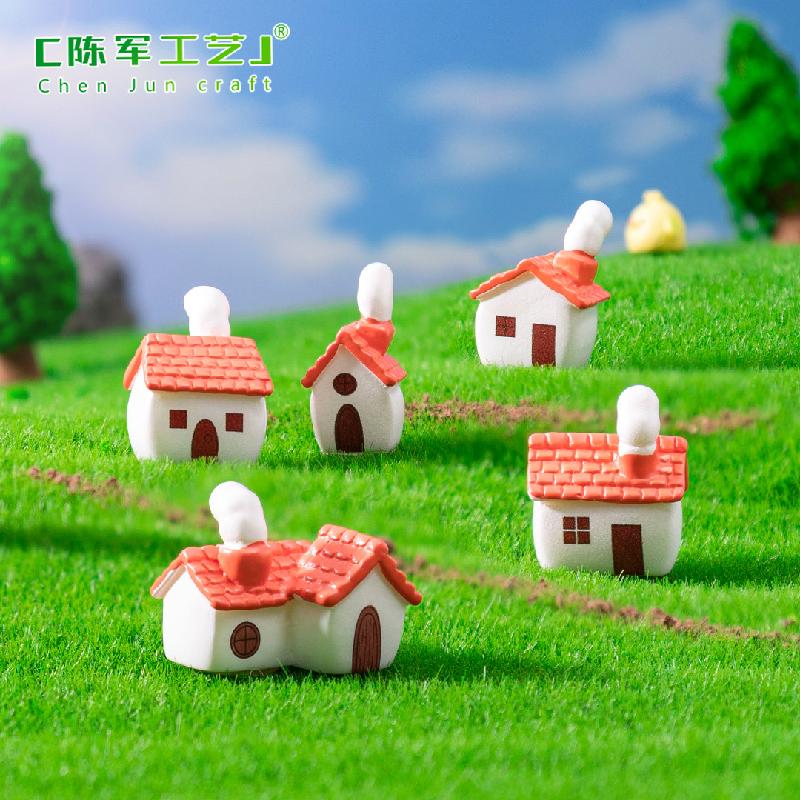 Phụ Kiện Tiểu Cảnh Ngôi Nhà Mái Đỏ Ống Khói (PK-980)