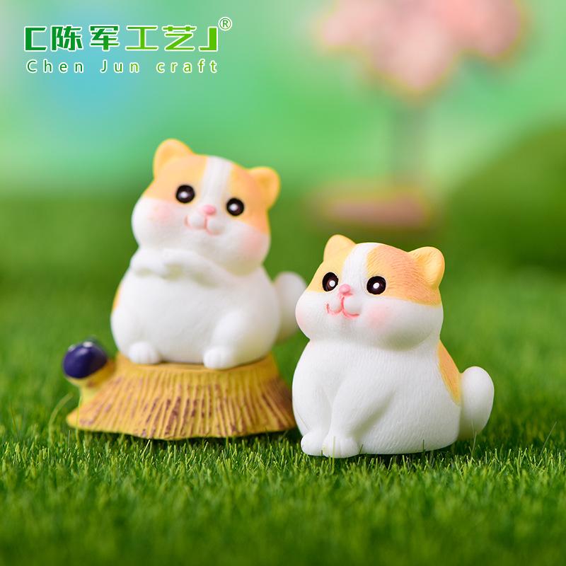 Phụ Kiện Tiểu Cảnh Tiểu cảnh mèo cam với giỏ, phụ kiện trang trí cây cảnh DIY (ZC-479)