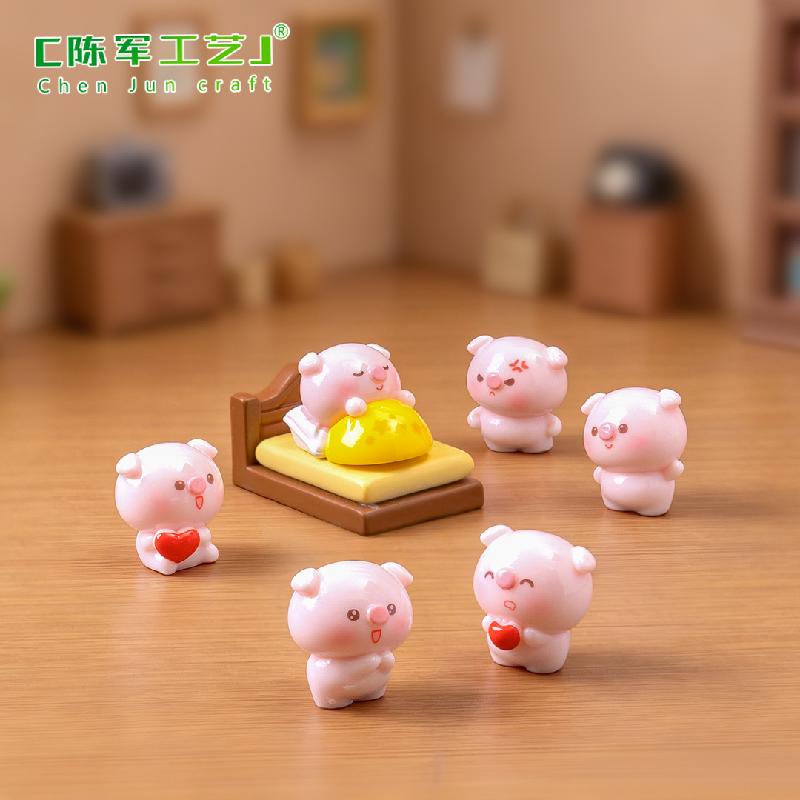 Phụ Kiện Tiểu Cảnh Heo Trái Tim Màu Hồng Mini (PK-685)