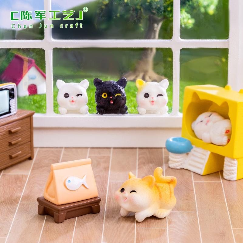 Phụ Kiện Tiểu Cảnh Tiểu cảnh mèo nằm, trang trí nhà búp bê DIY dễ thương (ZC-142)