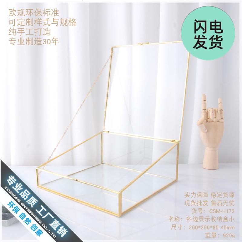 Chậu Đa Giác Hộp kính trang sức viền đồng cổ điển (DG-65)