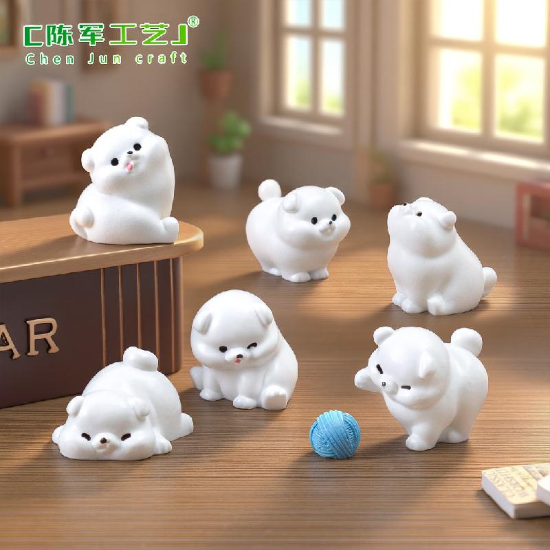 Phụ Kiện Tiểu Cảnh Chó Trắng Mập Dễ Thương Mini DIY (PK-861)