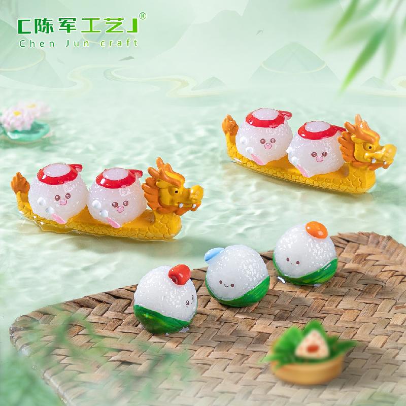 Phụ Kiện Tiểu Cảnh Thuyền rồng & bánh ú mini (PK-1102)
