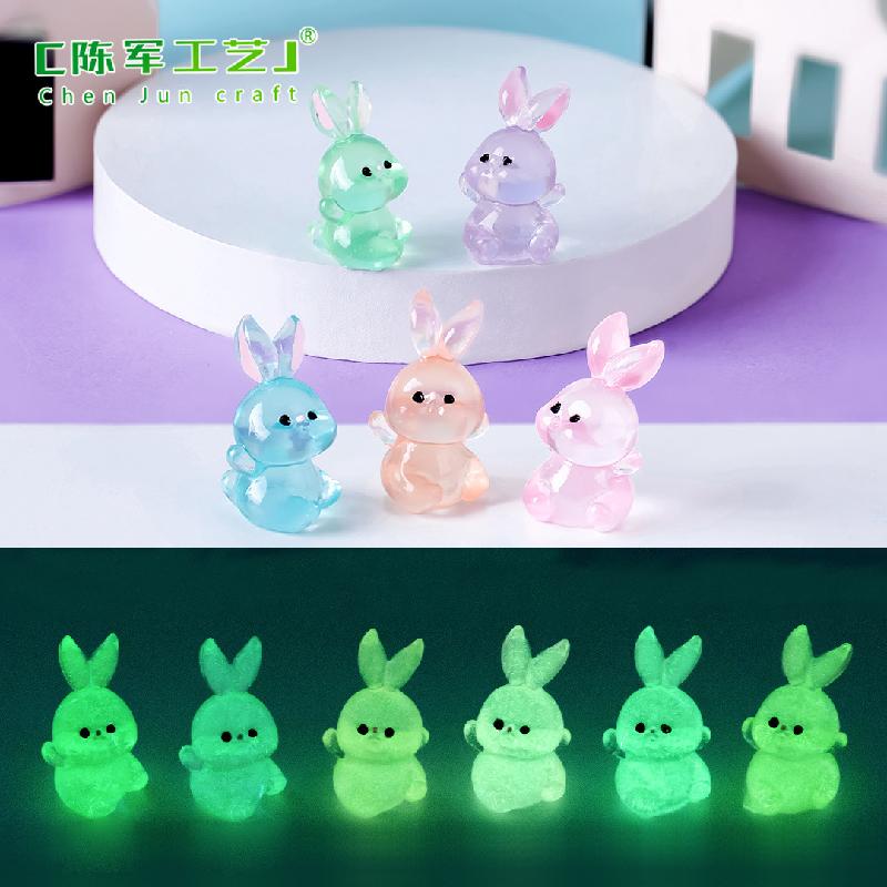 Phụ Kiện Tiểu Cảnh Thỏ phát sáng resin mini trang trí xe và bàn DIY (ZC-743)