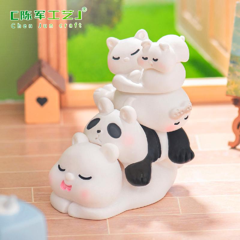 Phụ Kiện Tiểu Cảnh Gấu trúc & hải cẩu ngủ chồng mini (PK-1062)