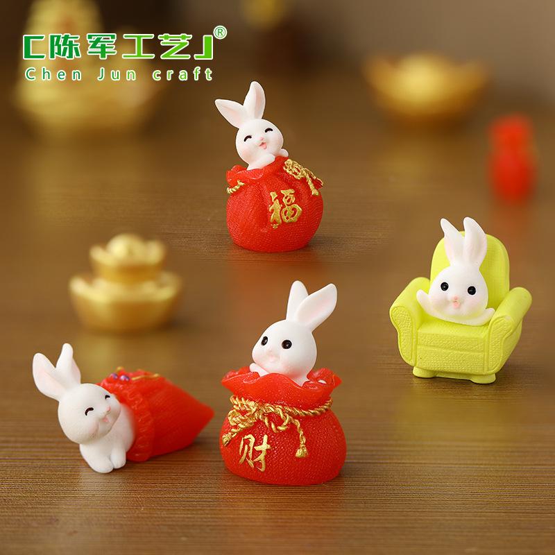 Phụ Kiện Tiểu Cảnh Tiểu cảnh túi phúc thỏ mini trang trí bàn năm mới DIY (ZC-986)