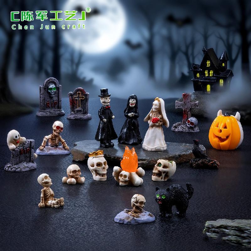 Phụ Kiện Tiểu Cảnh Cặp Đôi Đầu Lâu Halloween Mini (PK-603)