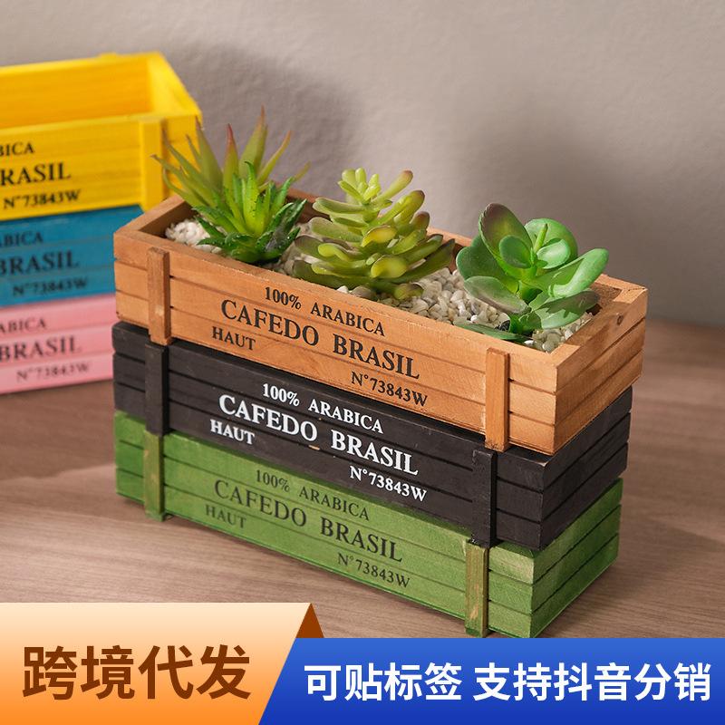 Phụ Kiện Terrarium Chậu cây vintage gỗ cafedo cho tiểu cảnh đa dụng (TBS-1)