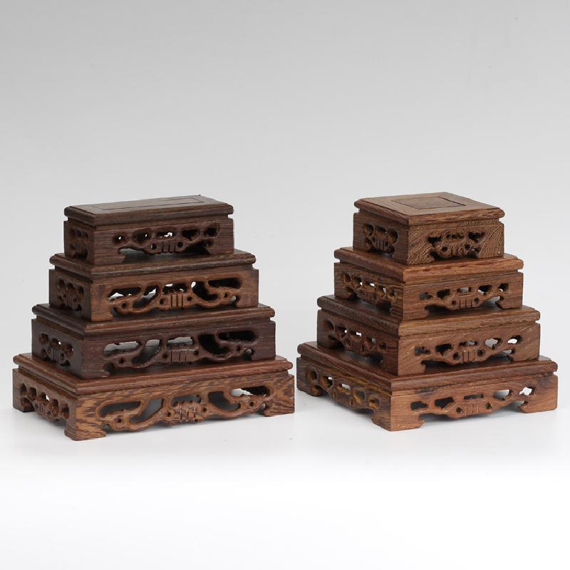 Phụ Kiện Terrarium Đế gỗ kê tượng, chậu cây, chạm khắc gỗ cánh gà tinh tế (TBS-59)