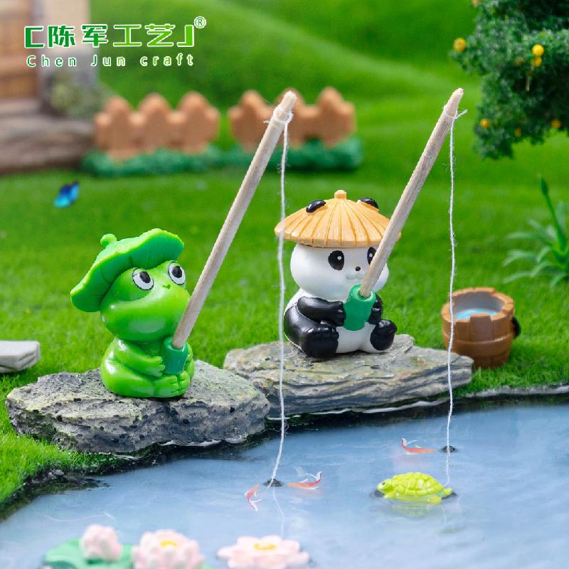 Phụ Kiện Tiểu Cảnh Ếch câu cá & gấu trúc mini (PK-1076)