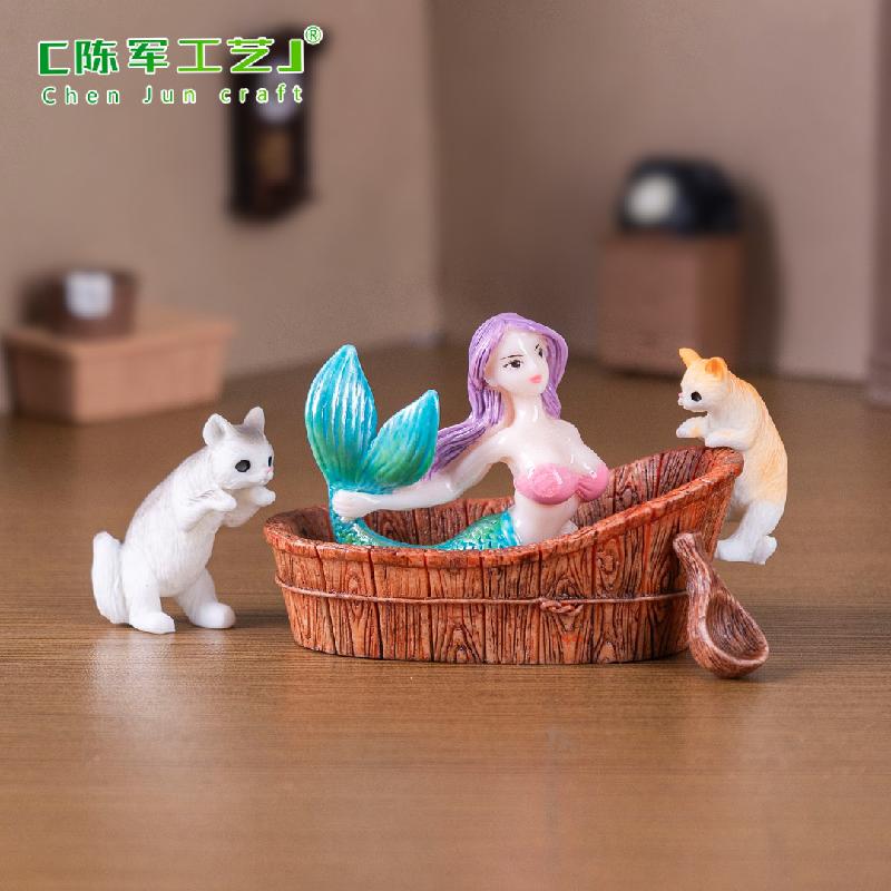 Phụ Kiện Tiểu Cảnh Mèo Nàng Tiên Cá Tắm Biển Mini (PK-268)