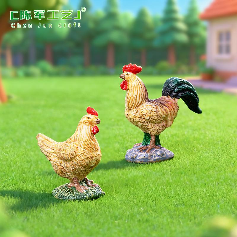 Phụ Kiện Tiểu Cảnh Tiểu cảnh gà trống và gà mái, phụ kiện trang trí cây cảnh mini (ZC-561)