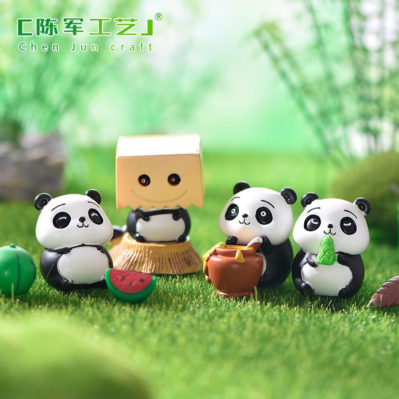 Phụ Kiện Tiểu Cảnh Tiểu cảnh gấu trúc ăn tre, phụ kiện trang trí cây cảnh mini (ZC-174)