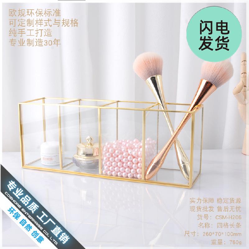Chậu Đa Giác Hộp kính mỹ phẩm vàng, khay chia ngăn trang sức (DG-91)