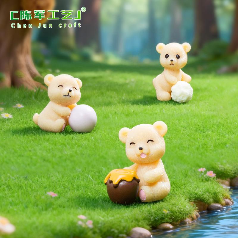 Phụ Kiện Tiểu Cảnh Tiểu cảnh gấu nhỏ với bóng tuyết, trang trí cây cảnh dễ thương (ZC-564)