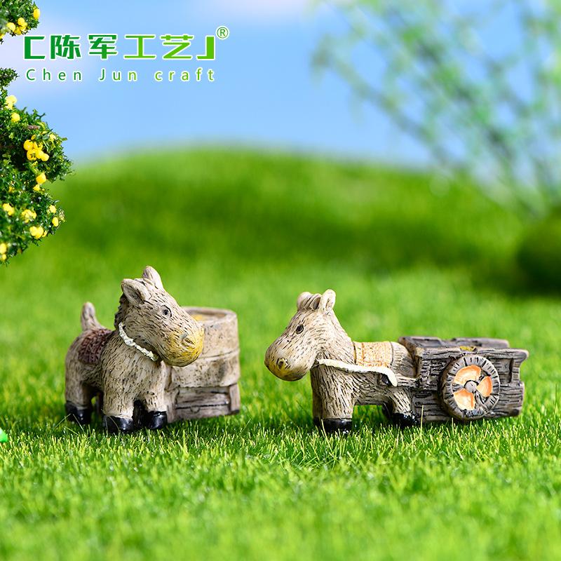 Phụ Kiện Tiểu Cảnh Tiểu cảnh lừa kéo xe mini trang trí chậu cây rêu DIY (ZC-1112)