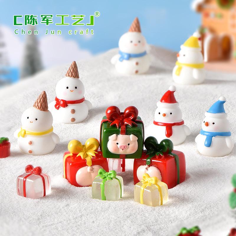Phụ Kiện Tiểu Cảnh Tiểu cảnh Noel, người tuyết và heo trong quả cầu tuyết (ZC-35)