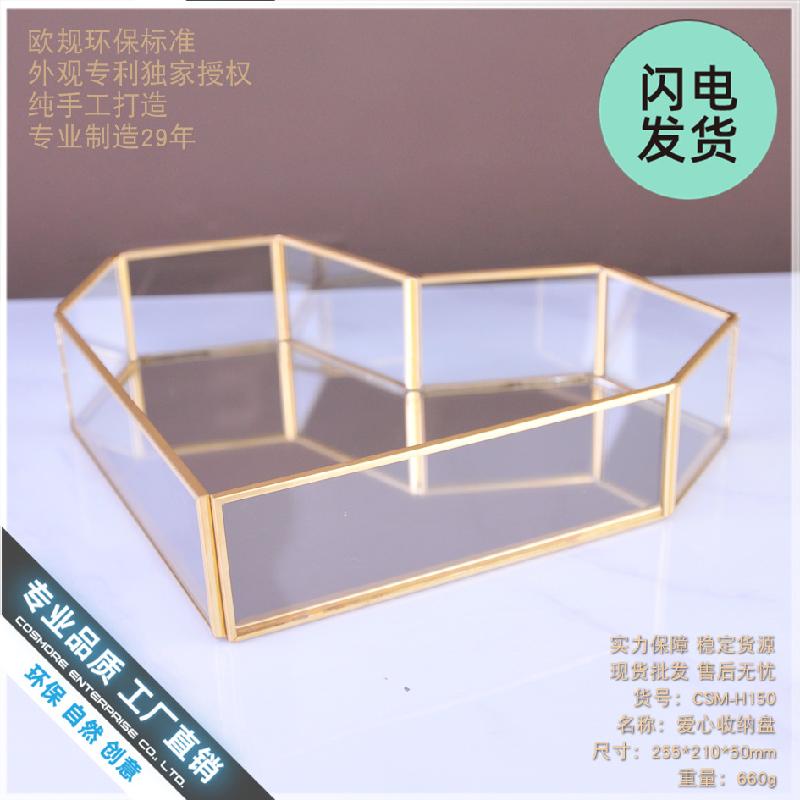 Chậu Đa Giác Khay kính gương vàng Bắc Âu, khay trang trí phòng khách (DG-102)